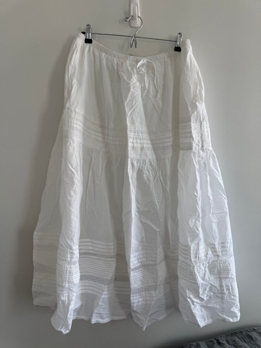 Abercrombie & Fitch Tie-Waist Tiered Maxi Skirt White XL NWT
